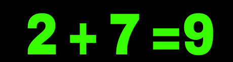2 plus 7 equals 9
